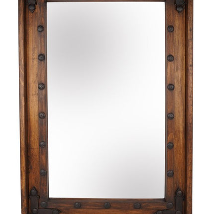 35" Brown Solid Wood Rustic Framed Accent Mirror