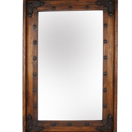 35" Brown Solid Wood Rustic Framed Accent Mirror