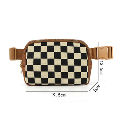Black Faux Leather Checkered Patchwork Crossbody Bag