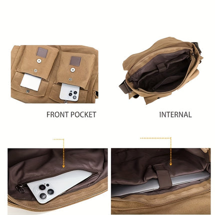 Large Capacity Vintage Crossbody Bag, Reasonably Partitioned, Durable And Washable Shoulder Bag