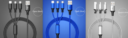 Three-head Mini Braided Three-in-one Data Cable