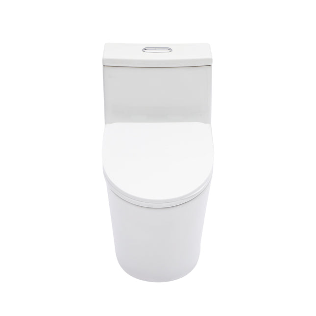 Ceramic One Piece Toilet for Bathroom, 12-inch Rough-In, Dual Flush 1.24/1.43 GPF, Soft Closing Seat, White, Ceramic, 28.94 x 15.94 x 26.19 inches