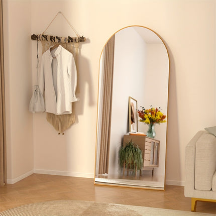 Full Length Mirror, Floor Mirror With Stand, Leaning Wall Mounted Floor Standing Mirror With Aluminum