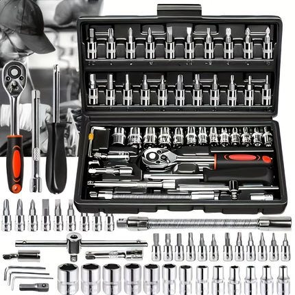 [216/46pcs Ultimate Portable Tool Kit] Ultimate Automotive Mechanic Tool Kit