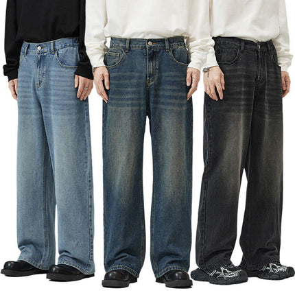 Men And Women Washed-out Vintage Wide-leg Pants