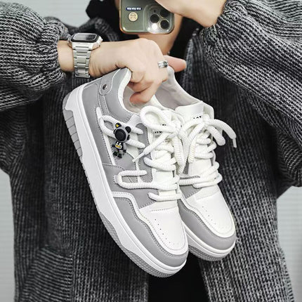Men's Chunky Skate Shoes 2025 Summer  Low-Top PU Sneakers with Cushioned Insole & PVC