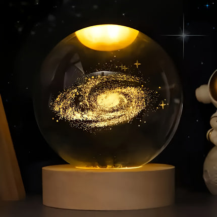 1 Mini 60mm/2.36in 3D Laser Engraved Crystal Ball Decorative Night Light, for SATURN Solar System for Galaxy USB