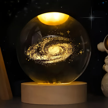 1 Mini 60mm/2.36in 3D Laser Engraved Crystal Ball Decorative Night Light, for SATURN Solar System for Galaxy USB