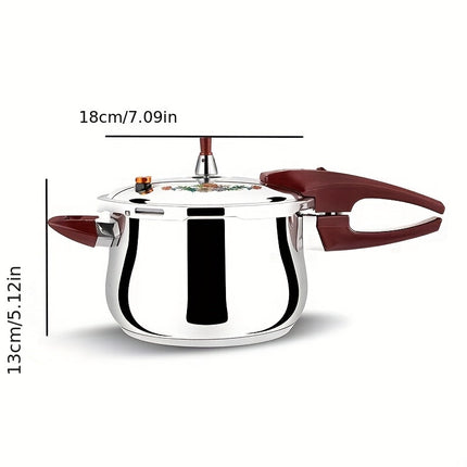 Large Capacity Stainless Steel Pressure Cooker with Red Handles - Quick-Lock, Energy-Saving