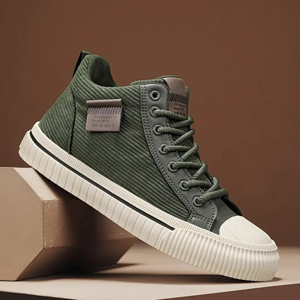 Men's All-Season Thick-Soled Sneakers - Korean Style Mid-Top Chunky Cushioned PVC Sole,