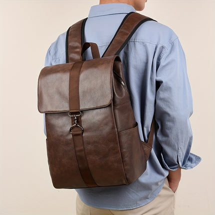 Solid Color Large Capacity Men'S Business Casual Retro Commuting Travel Bag, Laptop Bag,