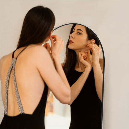 56"x19" 64''x21'' Aluminum Alloy Frame Floor Mirror, Black - Free Standing