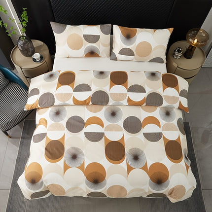 3pcs Rhombus Pattern Duvet Cover Set, Ultra Soft Breathable Bedding with Print and Dyeing Process