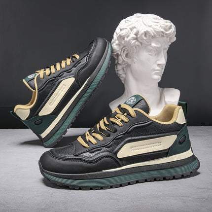 New 2025 Men'S Lace-Up Thick-Soled Sneakers in a Color-Block Design, Perfect for Casual Sports