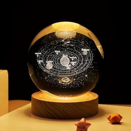 3D laser carved crystal ball colored night light, a holiday gift for family, friends, and colleagues,
