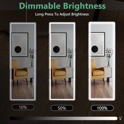 Elegant 64"x21" LED Full-Length Mirror with Touch Sensor - Sleek Aluminum Alloy Frame,