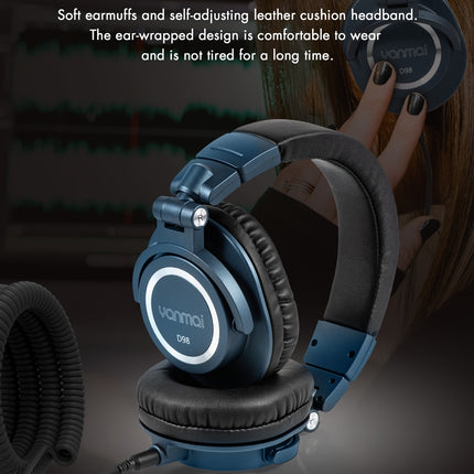 Professional DJ Monitoring Headphones On-Ear HiFi Stereo Wired Gaming Headset