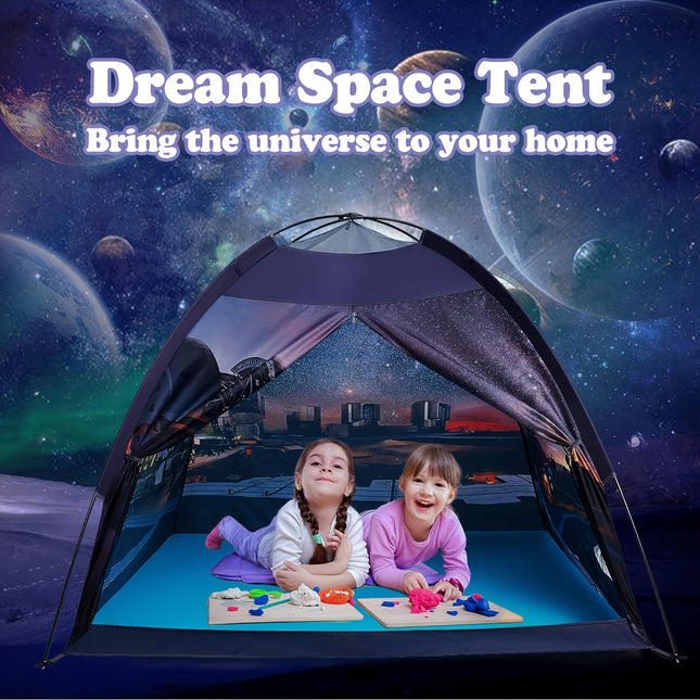 Galaxy Style Kids Play Tent, Indoor Large Space Theme Play Tent Playhouse with Professional Pole for Indoor And Outdoor Playing And Camping, Perfect Gift for Christmas and Halloween