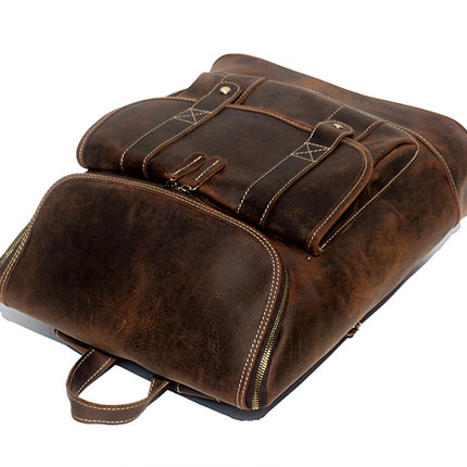 Men's Retro Crazy Horse Leather Backpack Casual