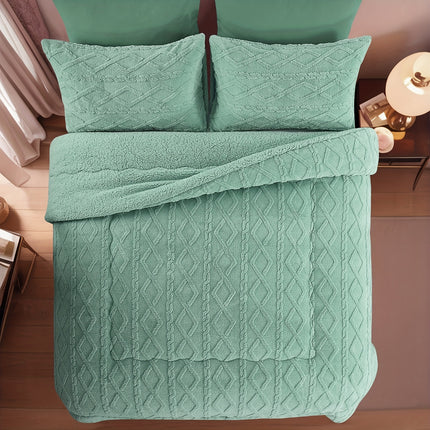 220 X 240 Taffeta Comforter, Double-Sided Rhombus Pattern Winter Blanket, Ultra Soft Fluffy Bedding