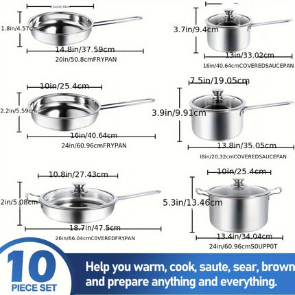 Cookware Set- Includes Ergonomic Handle Saucepans, Skillets, Dutch Oven