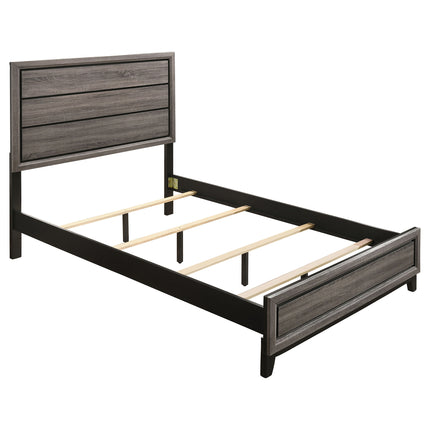 Carina Grey Oak and Black 4-Piece Queen Panel Bedroom Set with Transitional Style, Engineered Wood Finish in Light Smoky Tone
