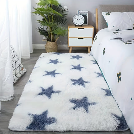 Luxury Plush Shag Mat - Ultra-Soft Beige & Grey Star-Sprinkled Floor for ' Room,, Bedroom,