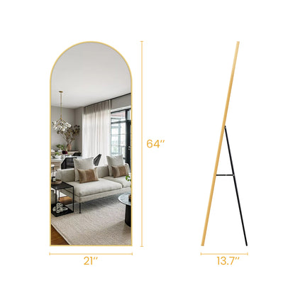 Mirror Black&Gold Full Body Floor Mirror Standing Hanging or Leaning Wall, Wall Mounted Mirror  Aluminum