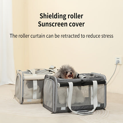 Large Roll-Up Cat Carrier for Outdoor Use, Portable, Breathable, Windproof