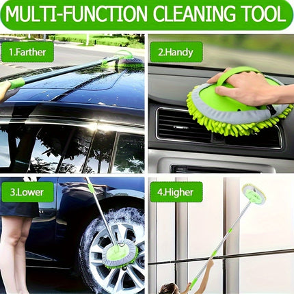 47.5" Long Handle Car Wash Brush Mop Kit for Washing, Detailing, and Cleaning Automotive