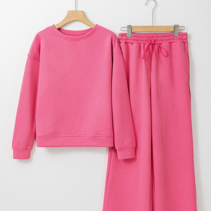 Strawberry Pink Ultra Loose Textured 2pcs Slouchy Outfit