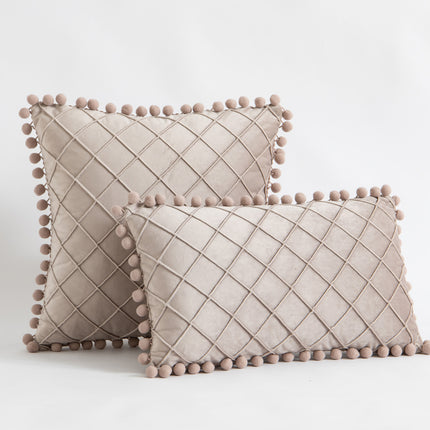 Velvet Solid Color Diamond Tassel Pillowcase