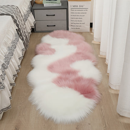 [1pc Ultra Soft Faux Fur Area Rug] 1pc Ultra Soft Faux Fur Area Rug, Handmade Polyester Suede Carpet