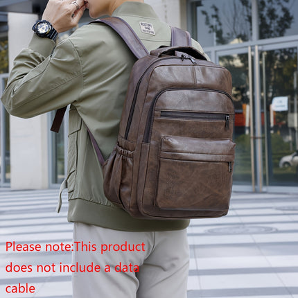 Men's Fashion Simple Retro Large Capacity Shoulder Bag Versatile Work Commute Travel Backpack Backpack