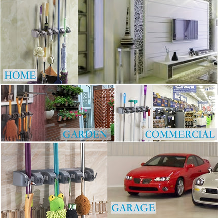 1pc Multi-Use Magic Mop and Broom Holder with Hanging Hooks - Space-Saving