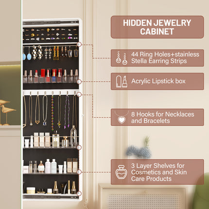 360° Swivel Jewelry Armoire - Rotatable Full Length Mirror With Jewelry Storage,