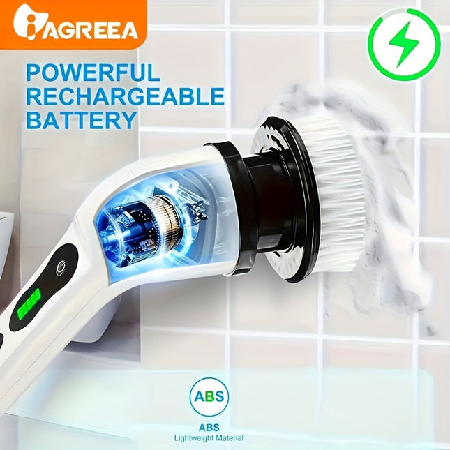 Electric Cleaning Brush with a Cordless Rotating Floor Washer, Featuring Interchangeable Brush Heads (9/6/2 Options) And an Adjustable Extended Handle, Providing 360-Degree Wireless Cleaning for Bathrooms, Bathtubs, Tiles, An