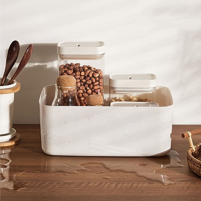 White Plastic Storage Bins, Rectangular Countertop Organizer Baskets