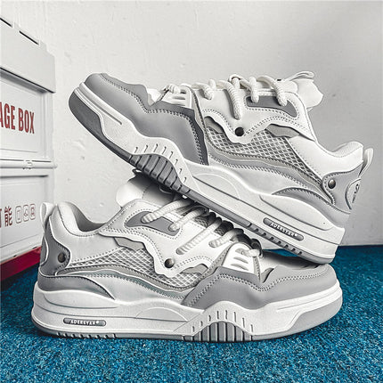 Men'S Fashionable and Versatile Casual Flat Sports Shoes Microfiber Upper, PVC Sole, Lace Closure,
