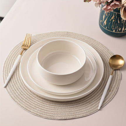 White Porcelain Dinnerware Set with 12pcs, Including Plates And Bowls,