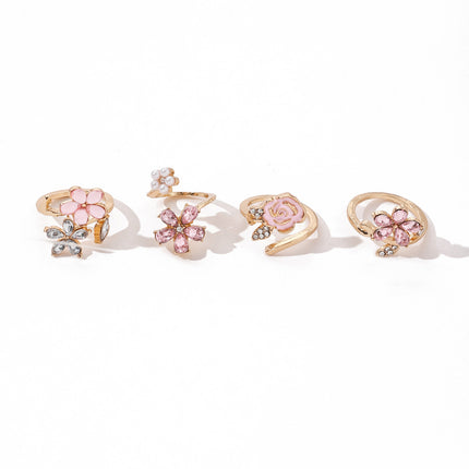 Womens Fashion Flower Ring Set