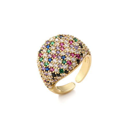 Full-diamond Round Open Geometric Zircon Ring