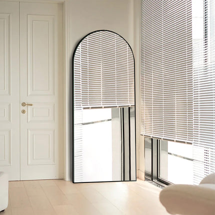 Mirror Black&Gold Full Body Floor Mirror Standing Hanging or Leaning Wall, Wall Mounted Mirror  Aluminum