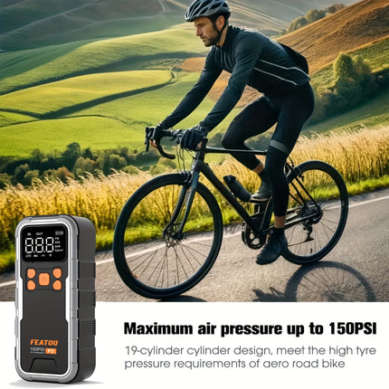 Portable Wireless Air Pump, Tire Inflator, Air Compressor 150 PSI Quick Inflation