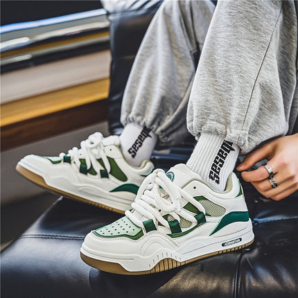 Men's All-Season Thick-Soled Bread Sneakers Low-Top Lace-Up Casual Sports Shoes with Non-Slip
