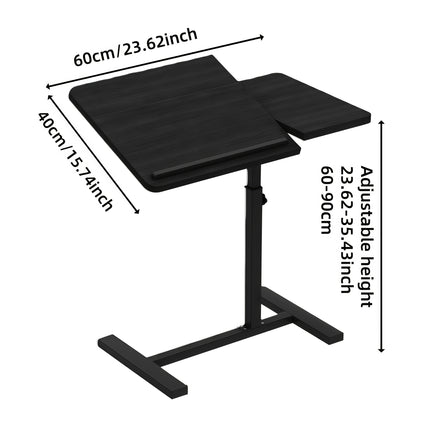 Hidden Wheel Desk Adjustable Height Flip-Up Bedside Laptop Table, Portable and Space-Saving,