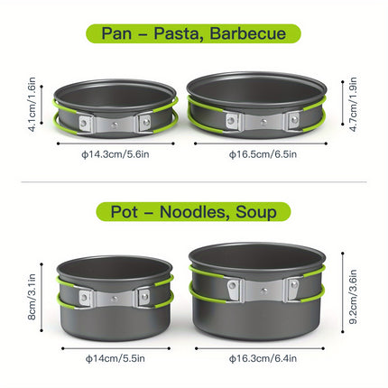 1 Set Aluminum Portable Camping Cookware