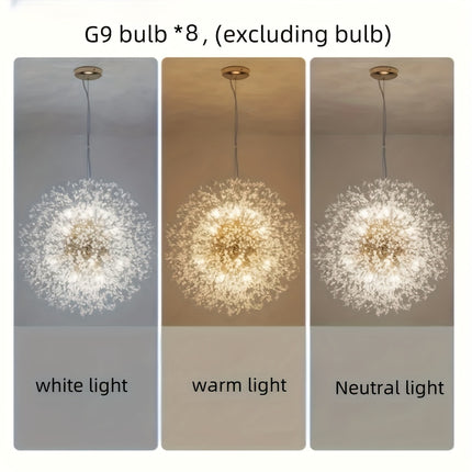 1 luxury Golden crystal chandelier, modern dandelion design, adjustable suspension cable