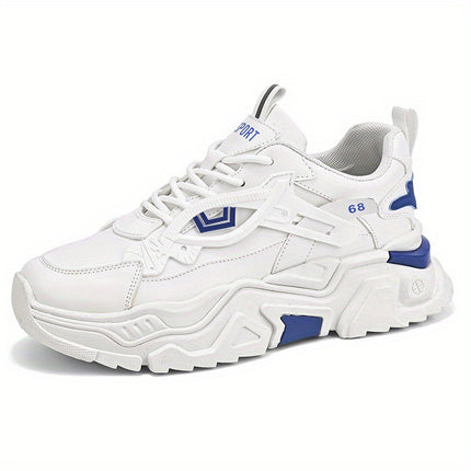 Lightweight White Sneakers with Thick Soles for Casual Wear, Designed for Men