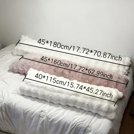 One High-End Encrypted Rabbit Fur Faux Long Strip Body Pillow with Zipper Closure Plush, Fluffy, Washable,